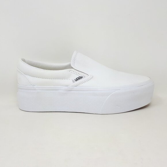 Vans Classic Slip-On Stackform Stacked Platform Shoe Sneaker White Womens Size - Picture 1 of 11